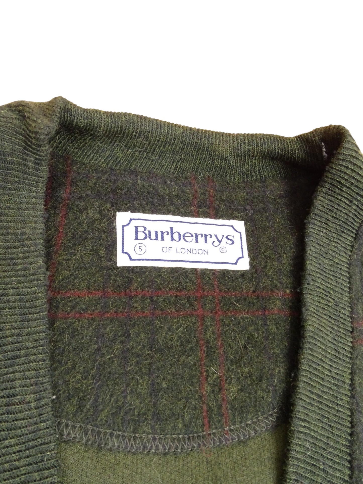Burberry Cardigan Kaki Vert Écossais Laine XL Homme