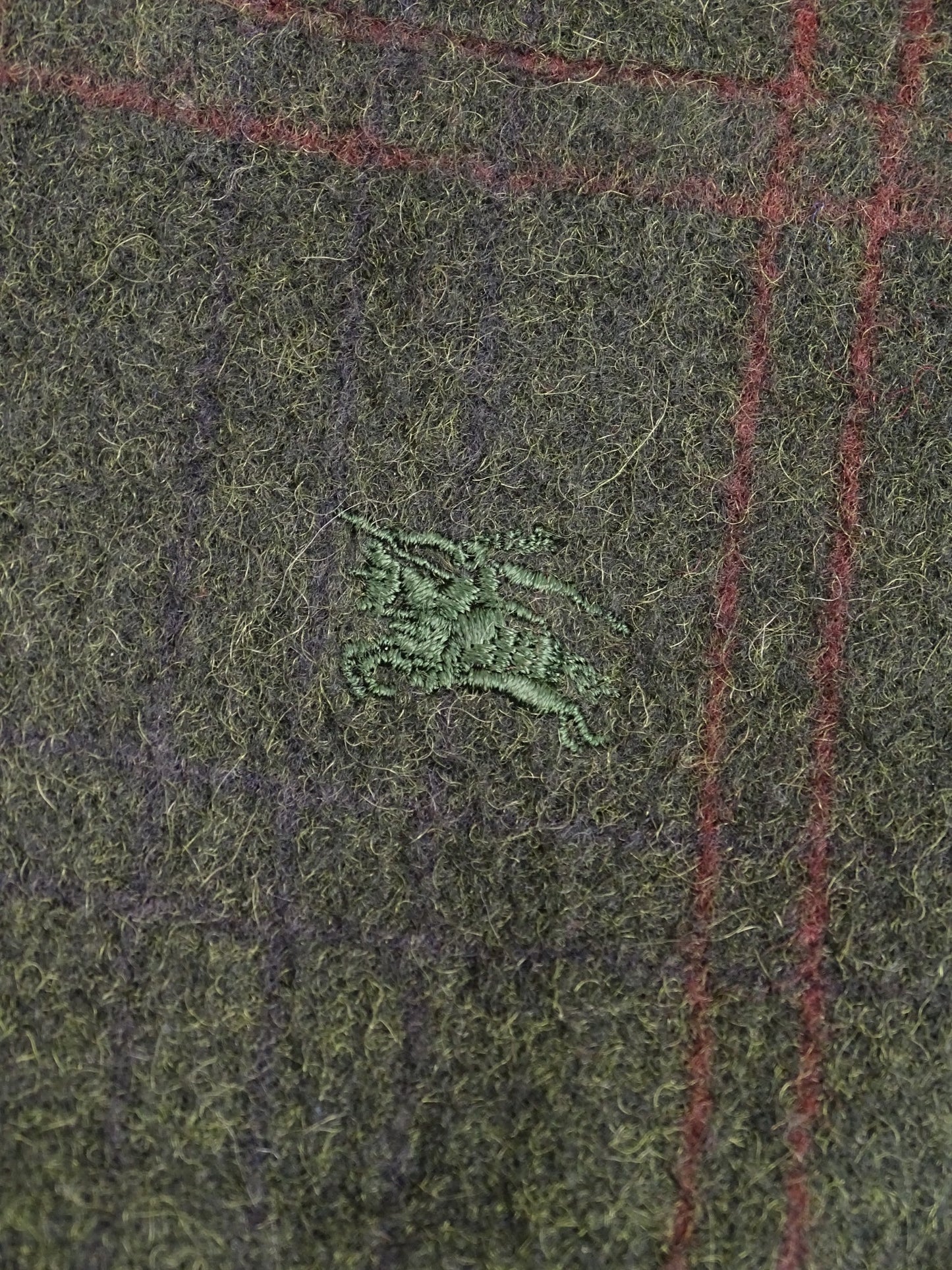 Burberry Cardigan Kaki Vert Écossais Laine XL Homme