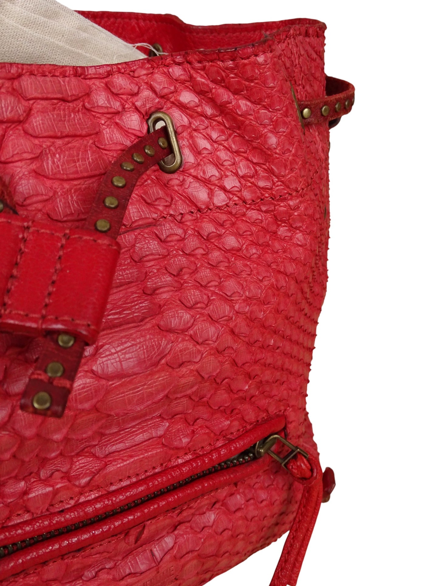 Jérôme Dreyfuss Sac Bandoulière "Luc" Python Rouge
