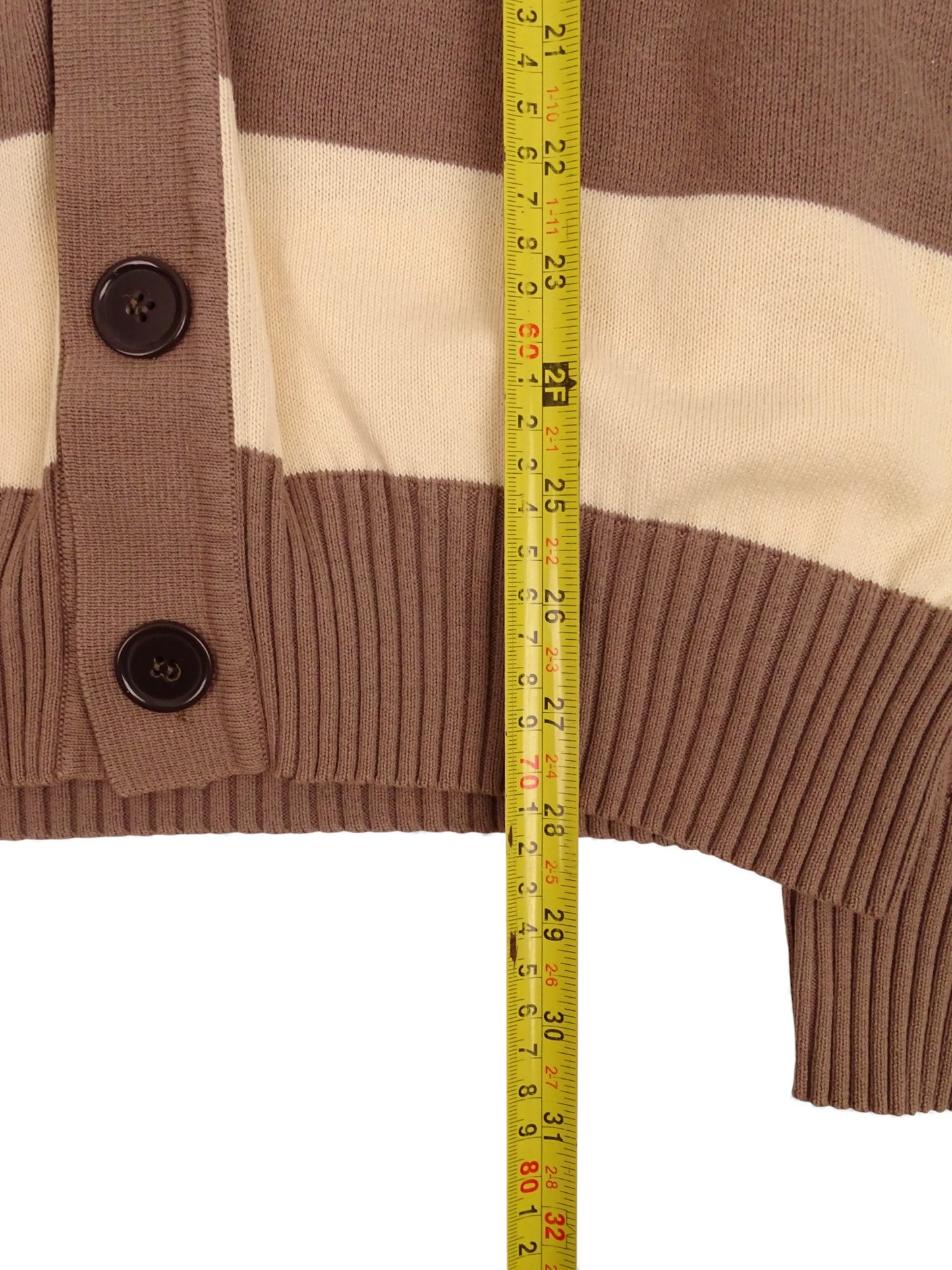 Burberry Cardigan Rayé Beige Et Marron Coton XL Homme