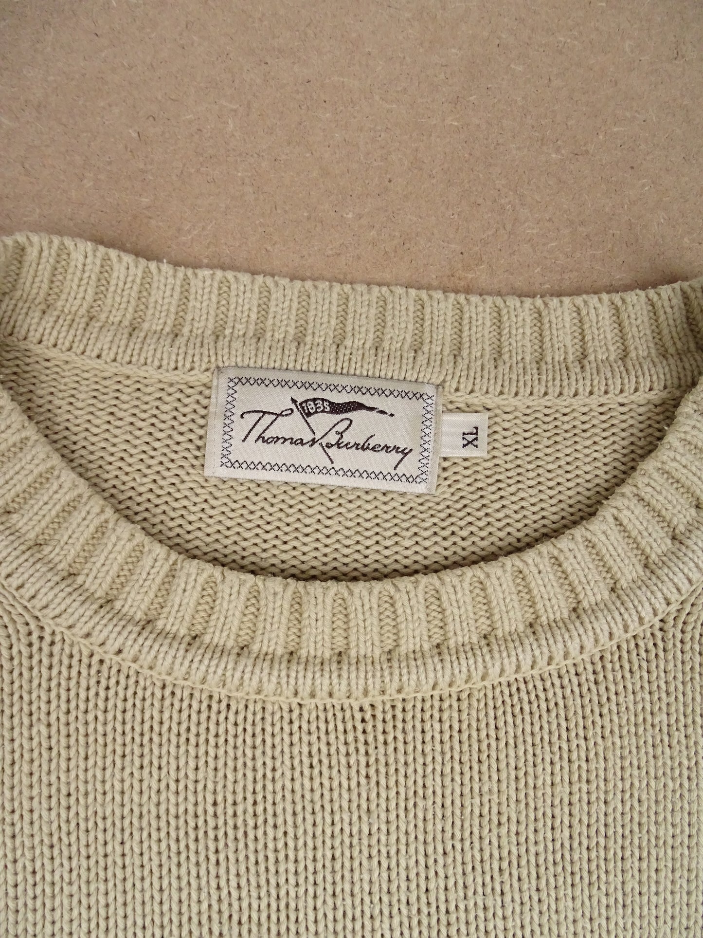 Pull Burberry Col Rond Homme Beige XL Homme Coton Acrylique