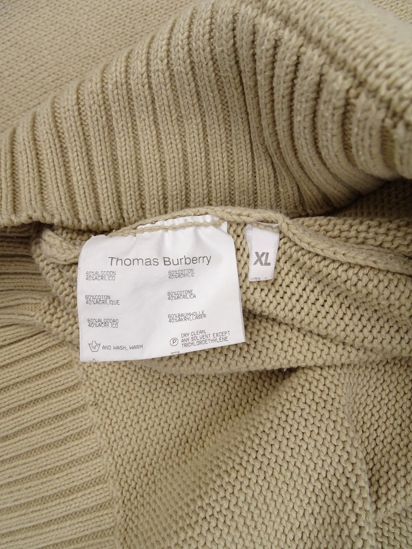 Pull Burberry Col Rond Homme Beige XL Homme Coton Acrylique
