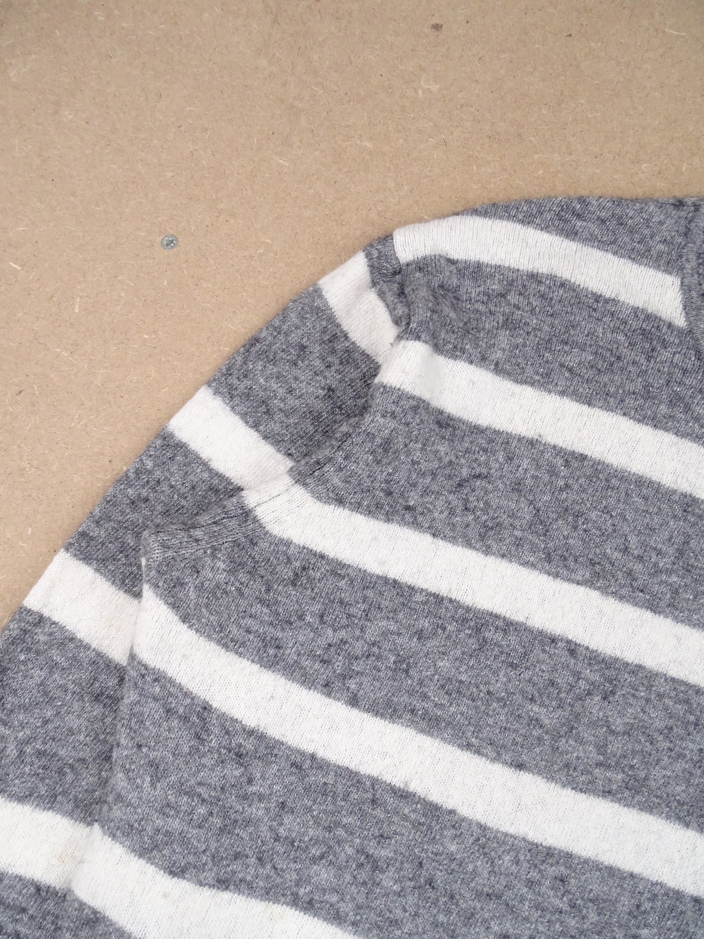 Pull Burberry Col Rond Rayé Gris Blanc S Homme