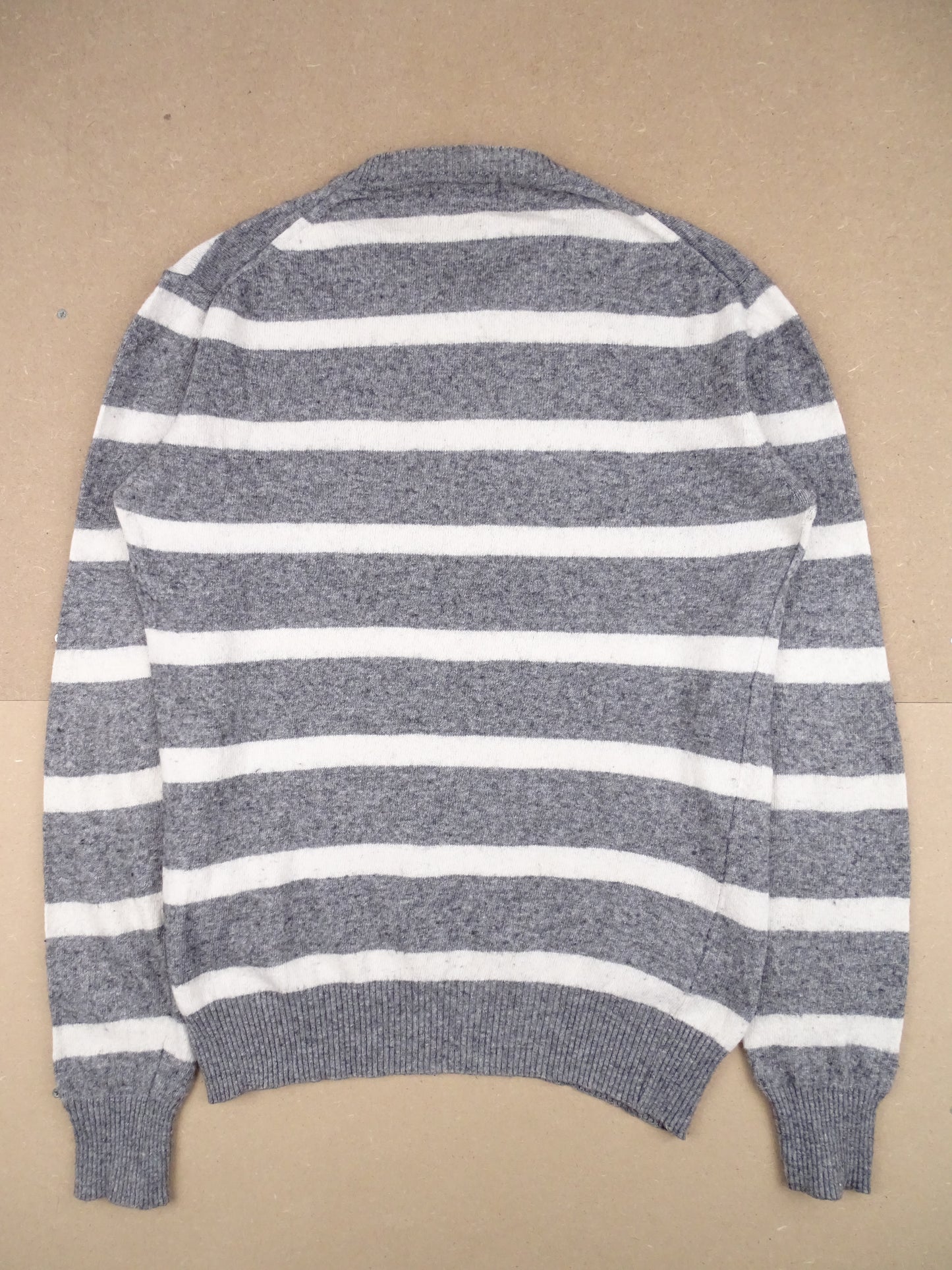 Pull Burberry Col Rond Rayé Gris Blanc S Homme