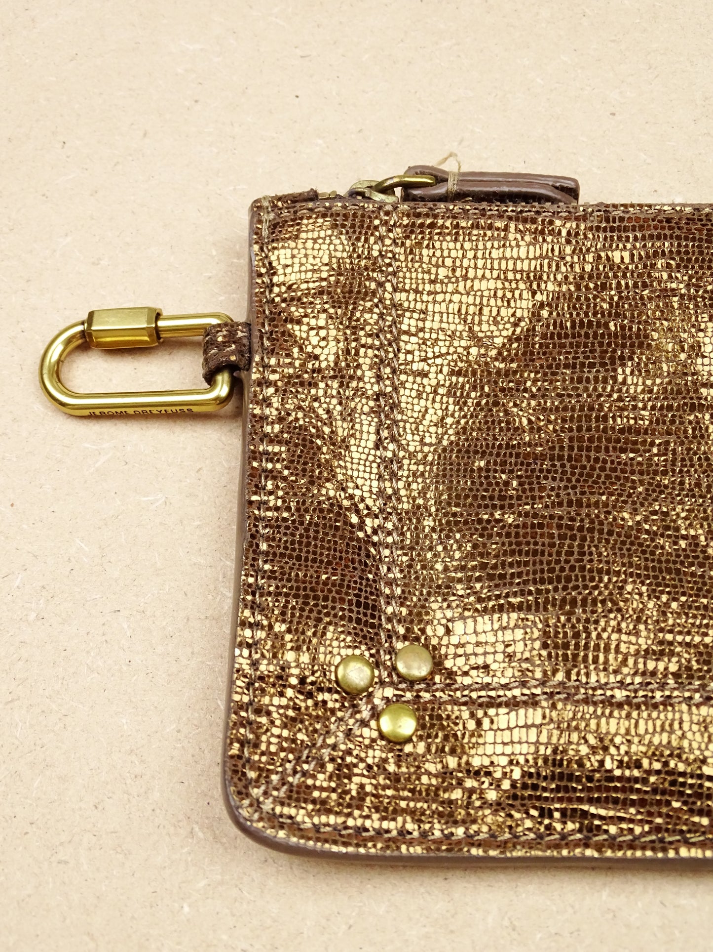 Jérôme Dreyfuss Pochette "Popoche Chèvre Lamé Champagne" Or S  Femme