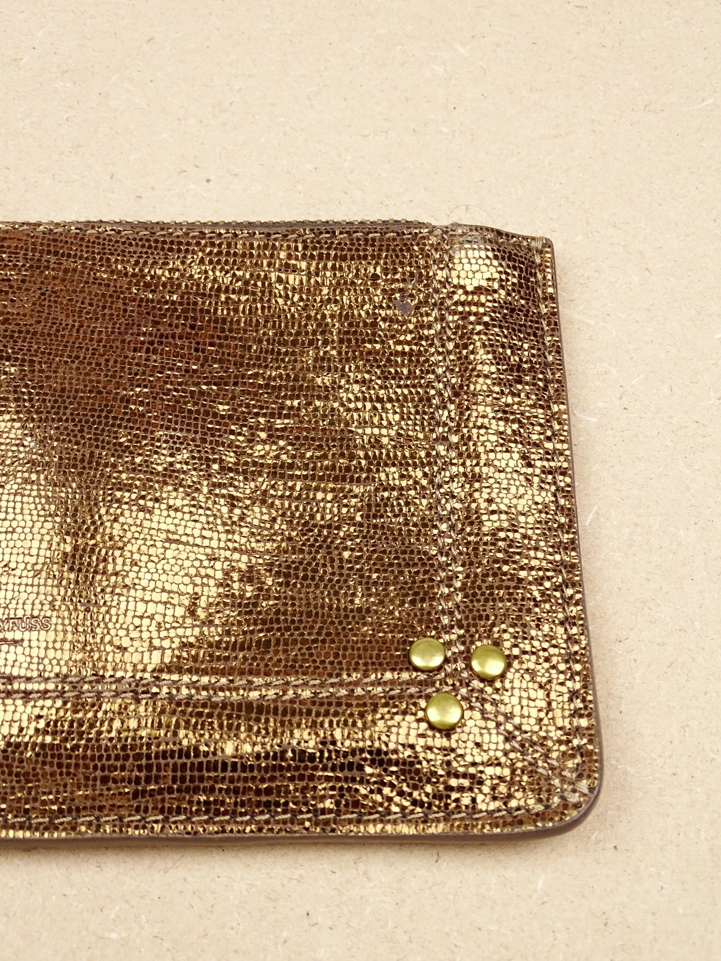 Jérôme Dreyfuss Pochette "Popoche Chèvre Lamé Champagne" Or S  Femme