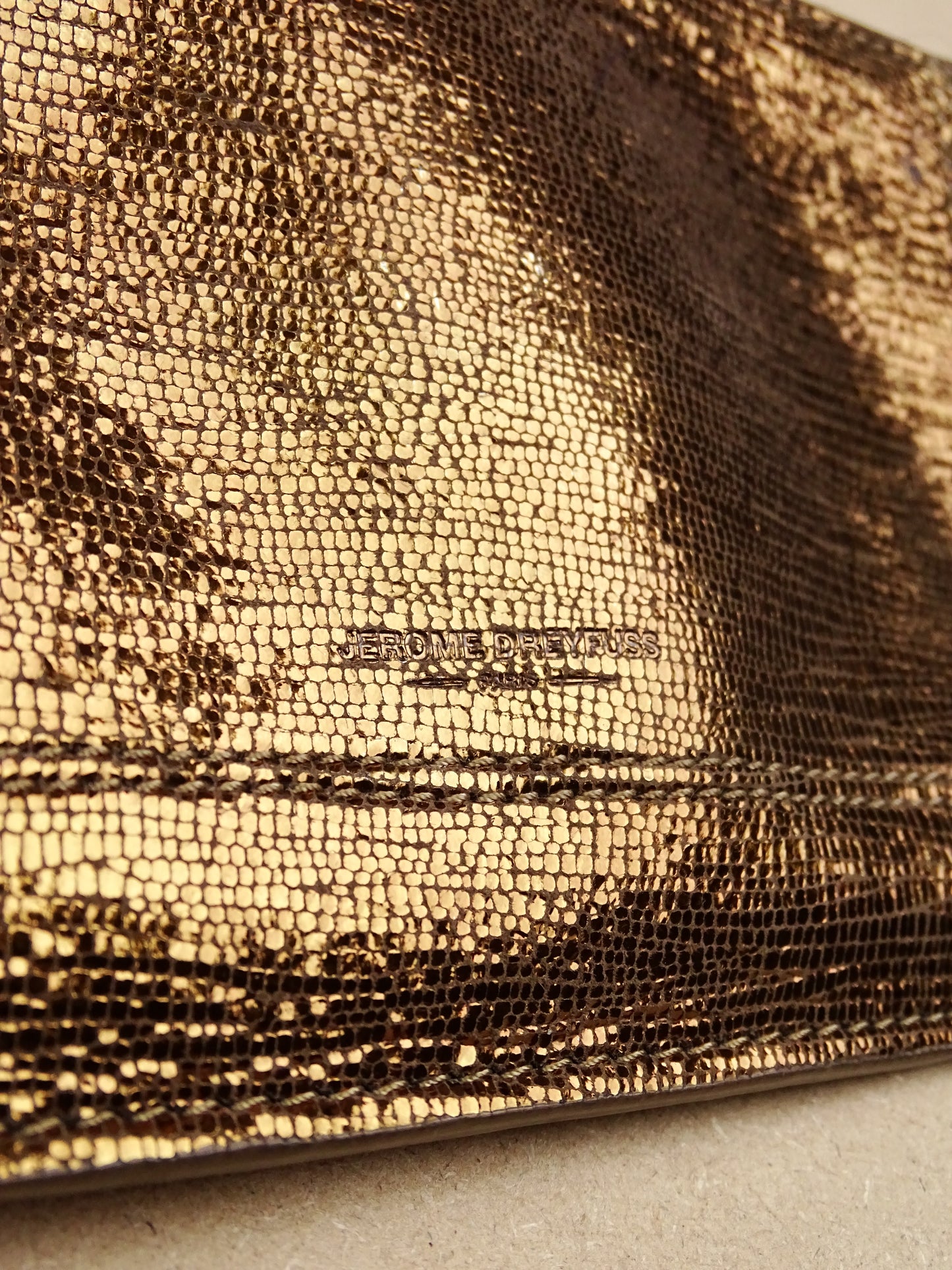 Jérôme Dreyfuss Pochette "Popoche Chèvre Lamé Champagne" Or S  Femme