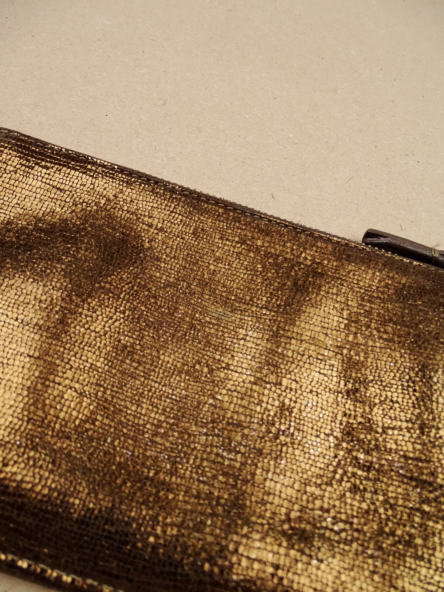 Jérôme Dreyfuss Pochette "Popoche Chèvre Lamé Champagne" Or S  Femme