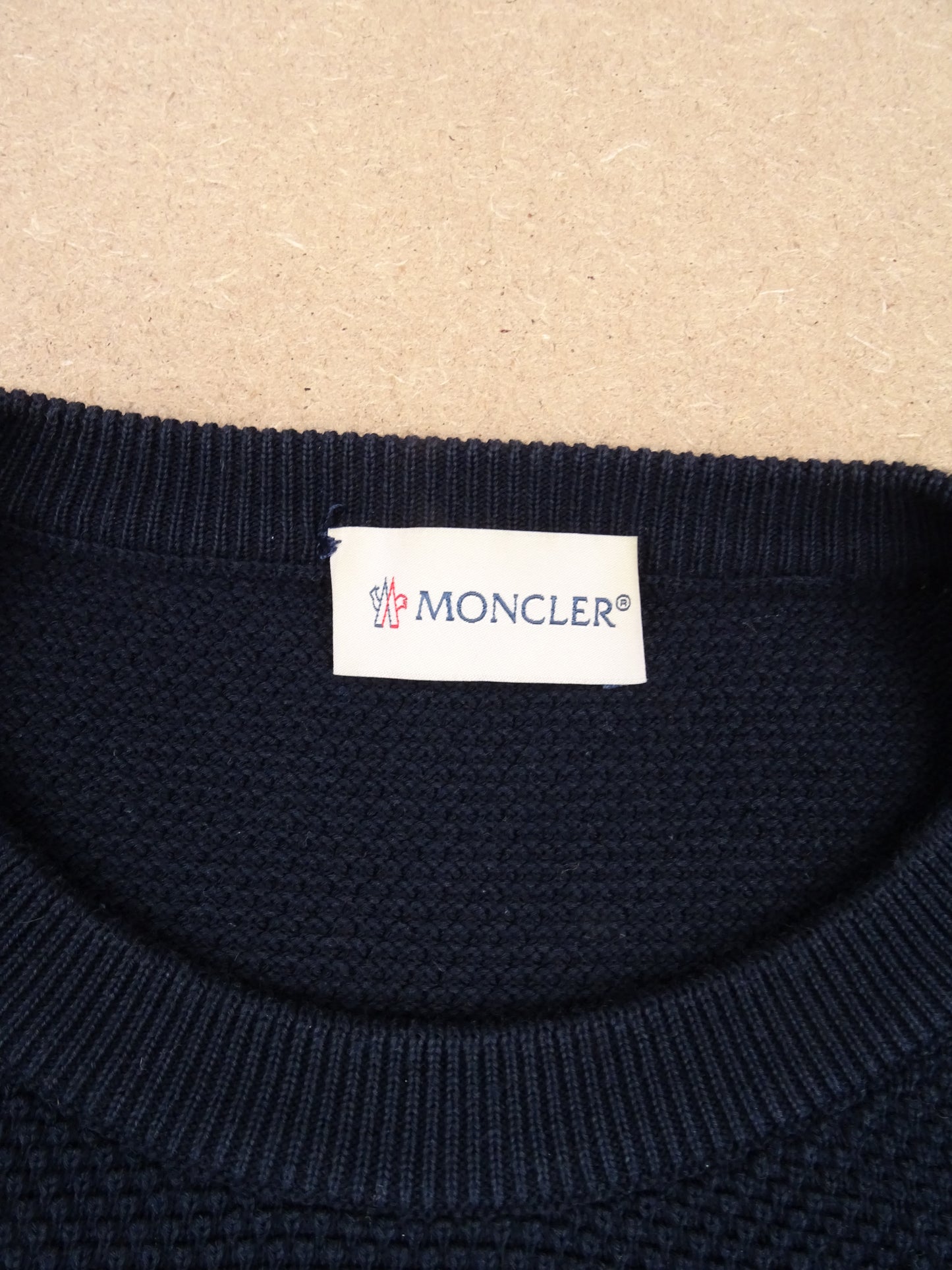 Bleu Marine Pull Moncler Maille Côtelée M Homme