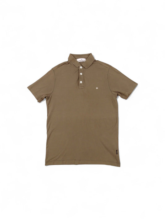 Polo Stone Island Marron M 100% Coton