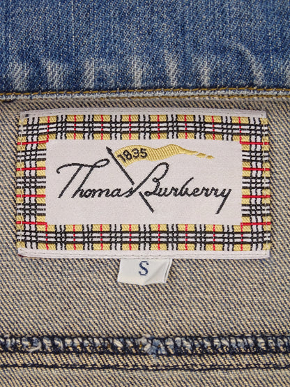 Veste Burberry En Jean Cropped S Femme Bleu