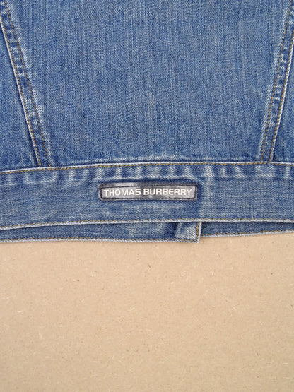 Veste Burberry En Jean Cropped S Femme Bleu