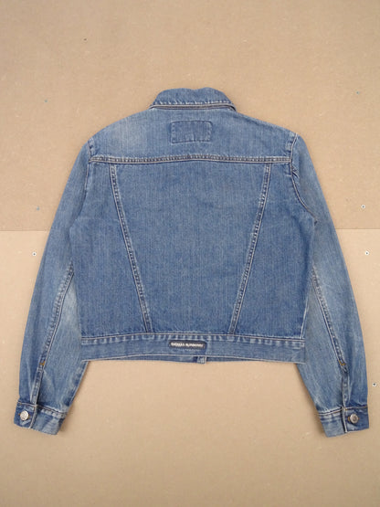 Veste Burberry En Jean Cropped S Femme Bleu