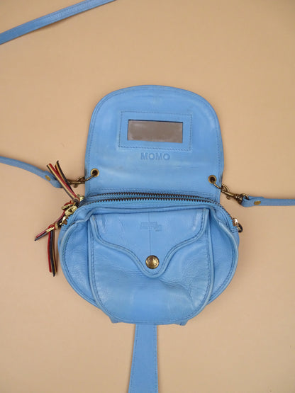 Sac Jérôme Dreyfuss "Momo" Bleu Cuir Bandoulière