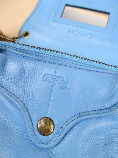 Sac Jérôme Dreyfuss "Momo" Bleu Cuir Bandoulière