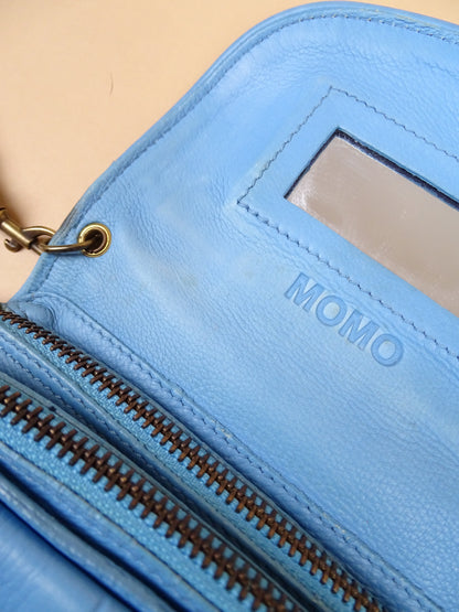 Sac Jérôme Dreyfuss "Momo" Bleu Cuir Bandoulière