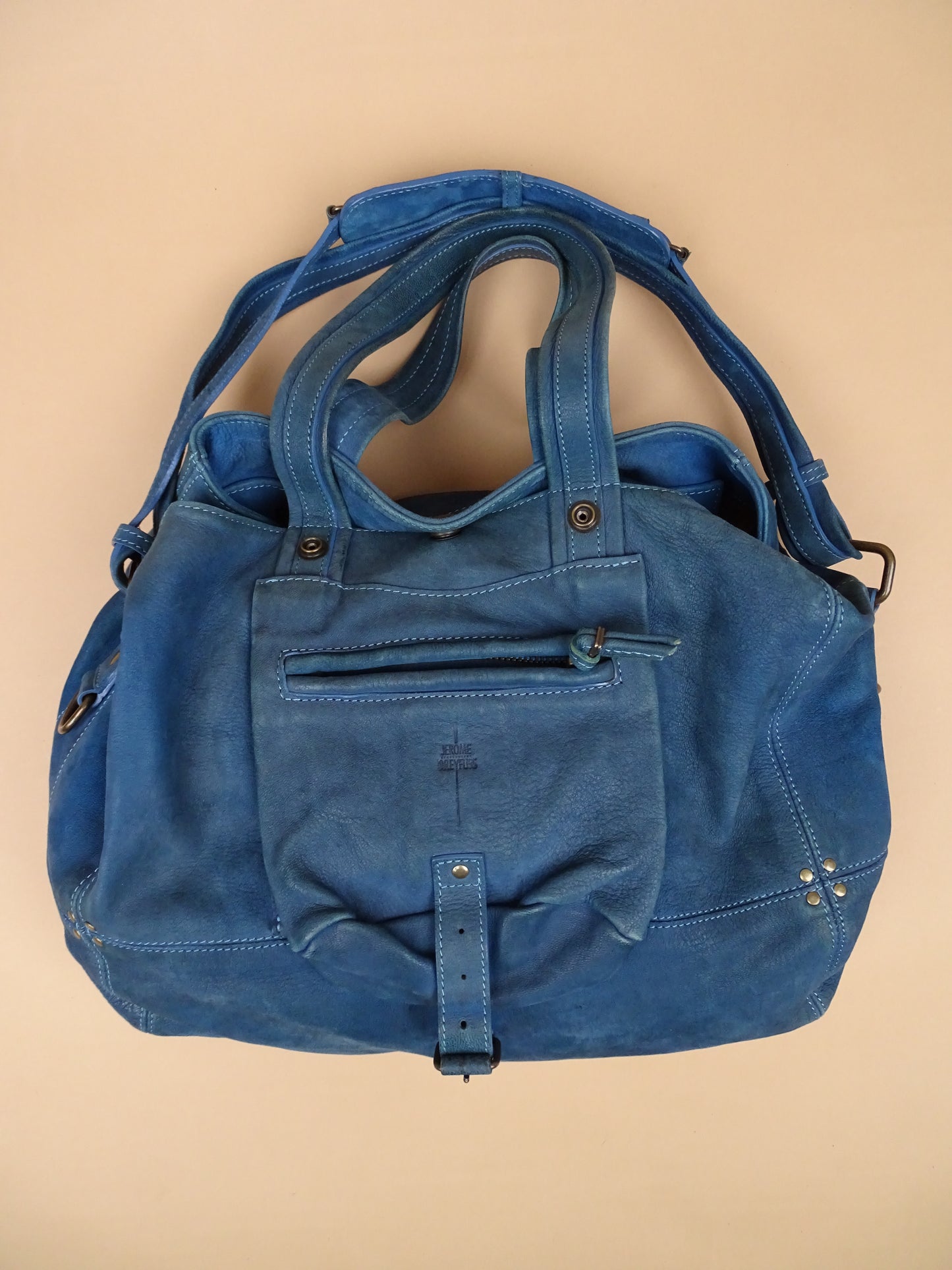 Sac Jérôme Dreyfuss "Billy" M Bleu Cuir Doux