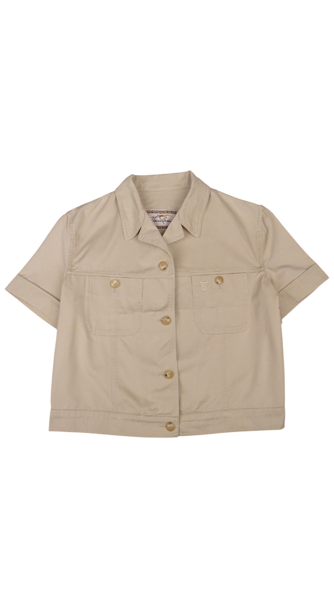 Veste Chemise Courte / Crop Burberry Beige Avec Poches L Femme