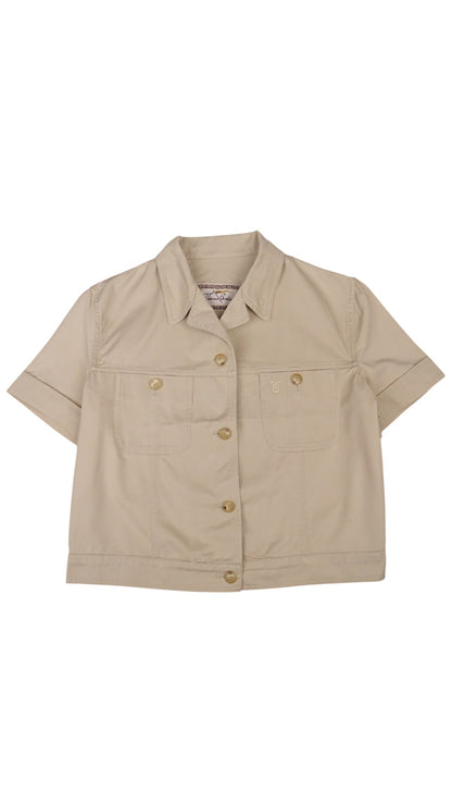 Veste Chemise Courte / Crop Burberry Beige Avec Poches L Femme