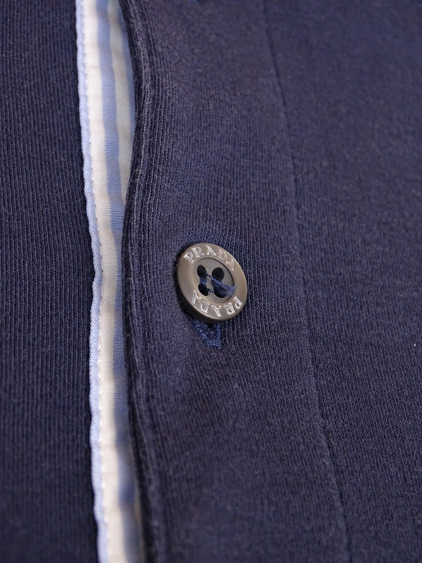 Prada Polo Coton Bleu Marine Col Chemise M Homme