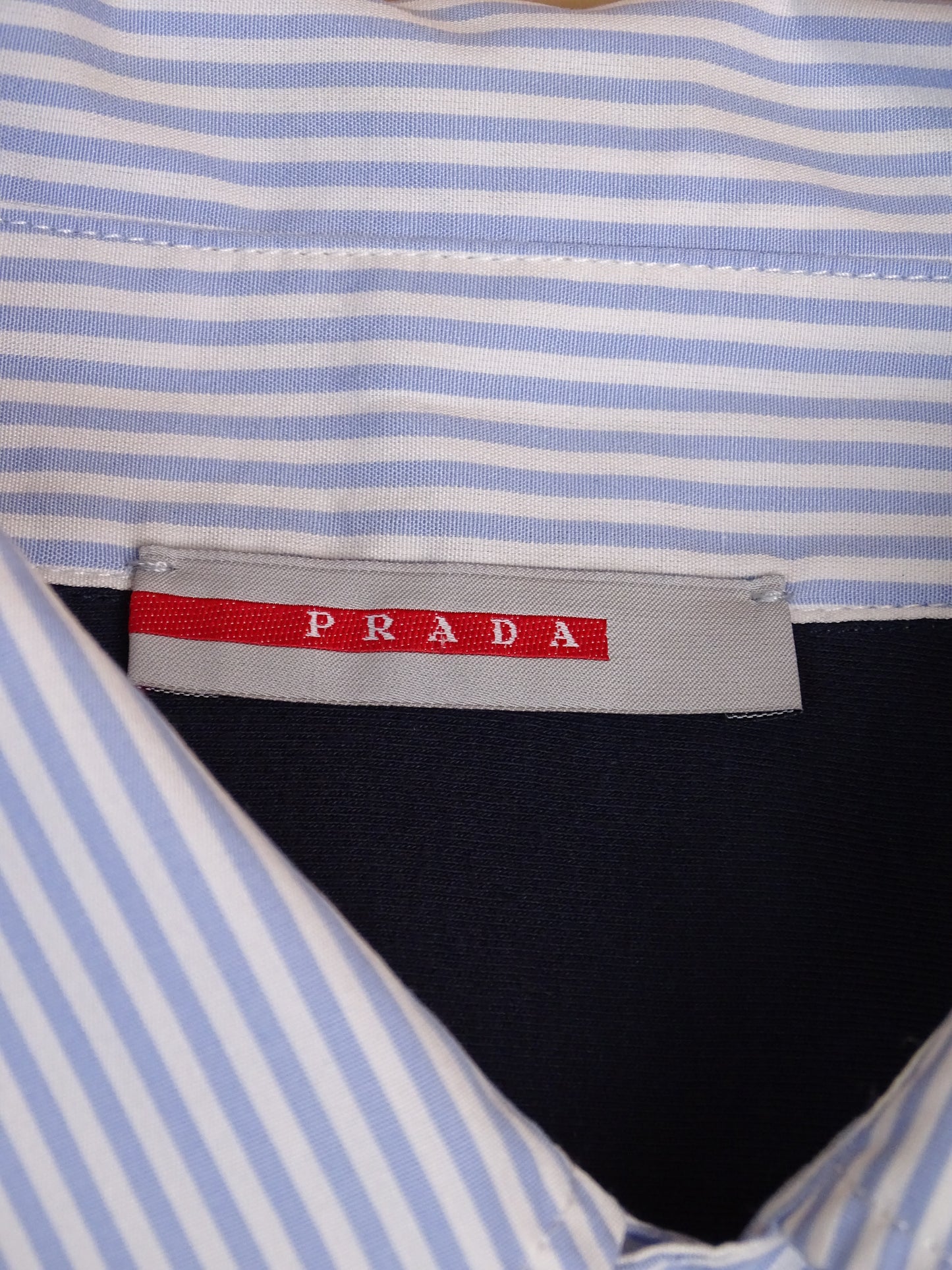 Prada Polo Coton Bleu Marine Col Chemise M Homme