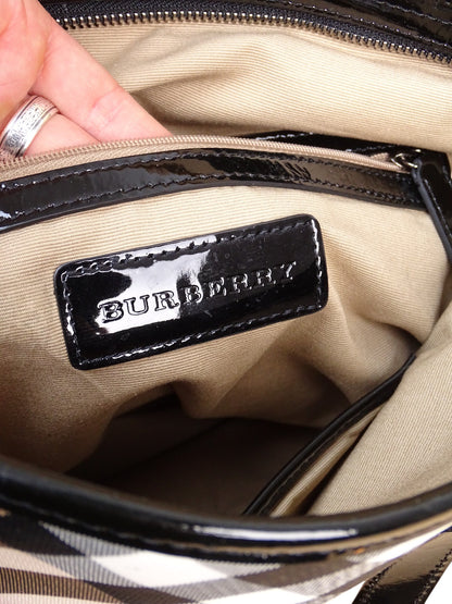 Burberry Sac Kaba Tartan Beige À Main Épaule Femme