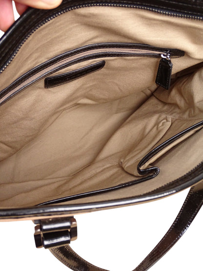 Burberry Sac Kaba Tartan Beige À Main Épaule Femme