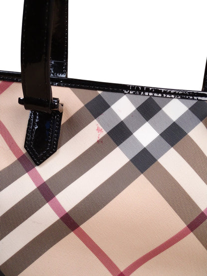 Burberry Sac Kaba Tartan Beige À Main Épaule Femme