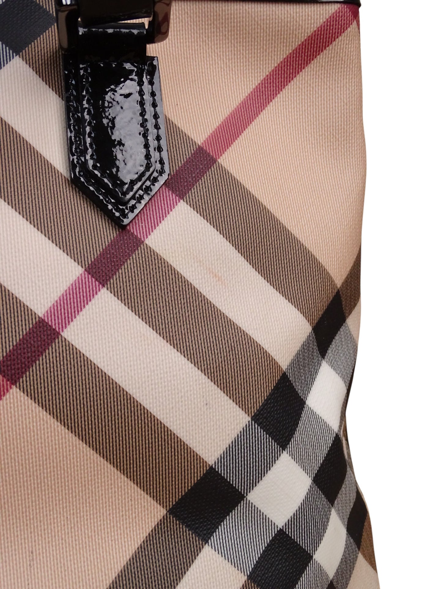 Burberry Sac Kaba Tartan Beige À Main Épaule Femme