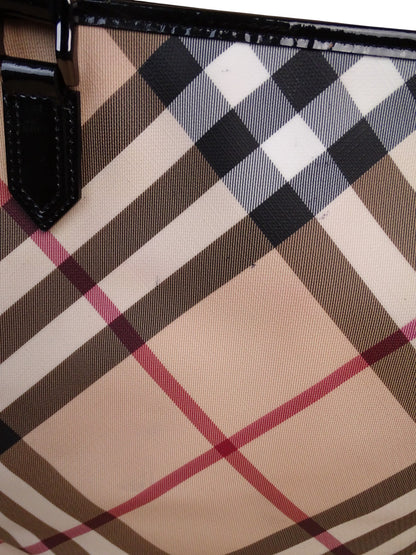 Burberry Sac Kaba Tartan Beige À Main Épaule Femme