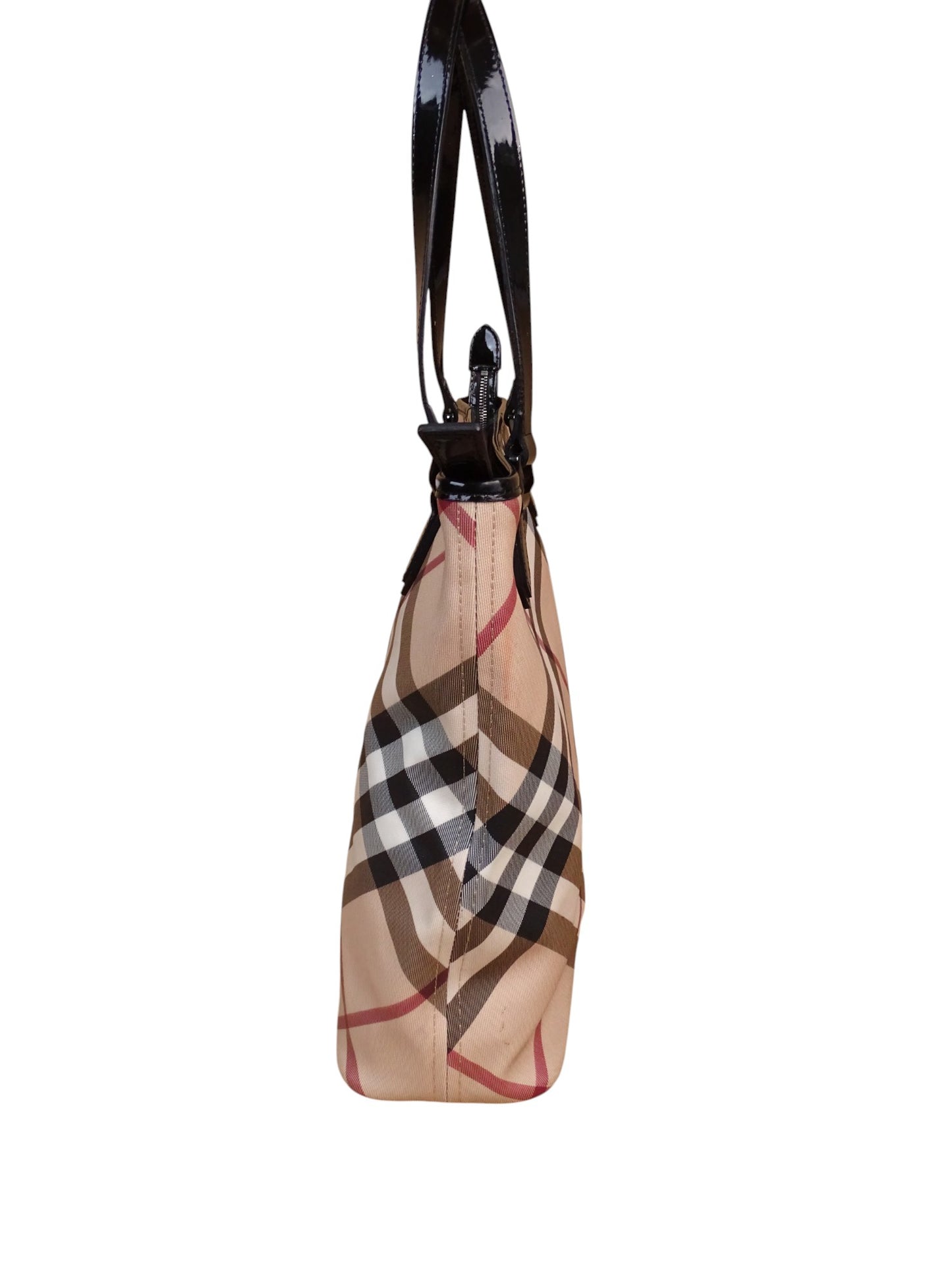 Burberry Sac Kaba Tartan Beige À Main Épaule Femme