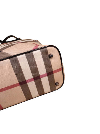 Burberry Sac Kaba Tartan Beige À Main Épaule Femme