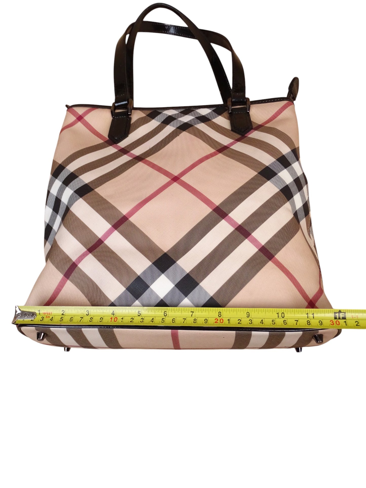 Burberry Sac Kaba Tartan Beige À Main Épaule Femme