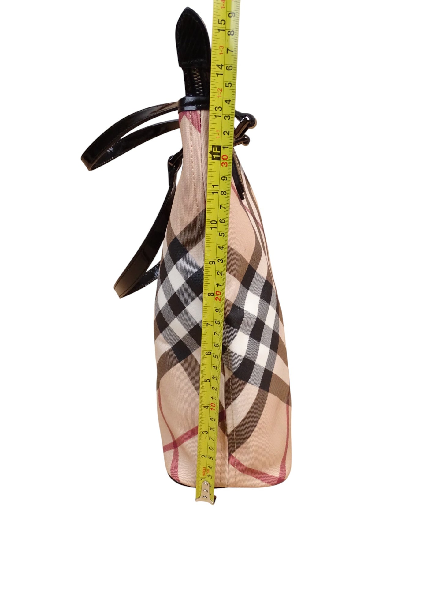 Burberry Sac Kaba Tartan Beige À Main Épaule Femme