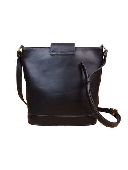 Courrèges Sac À Bandoulière Noir Cuir Vintage 1985 Femme