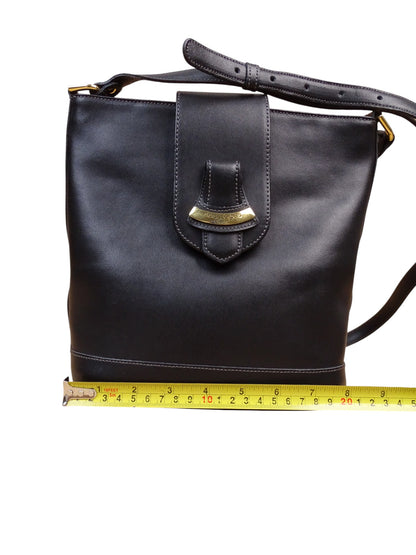 Courrèges Sac À Bandoulière Noir Cuir Vintage 1985 Femme