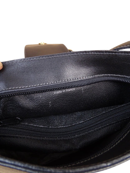 Courrèges Sac À Bandoulière Noir Cuir Vintage 1985 Femme
