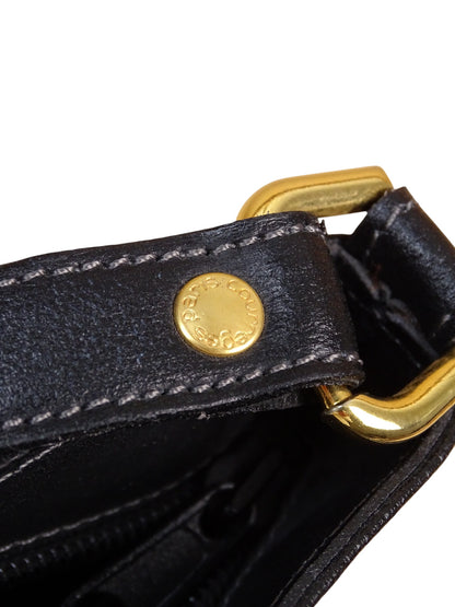 Courrèges Sac À Bandoulière Noir Cuir Vintage 1985 Femme