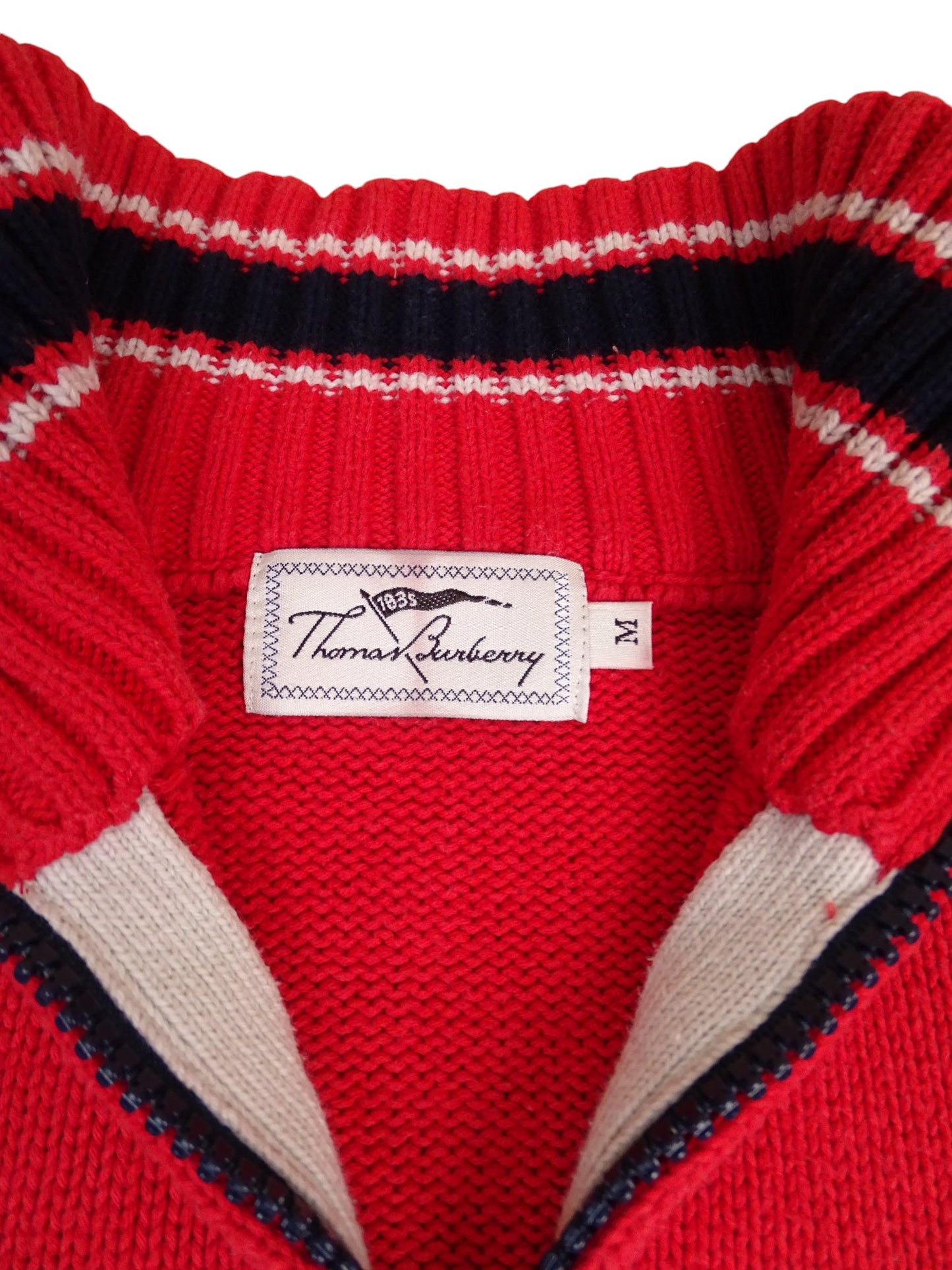 Burberry Pull Demi-Zip Rouge M Homme
