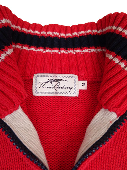 Burberry Pull Demi-Zip Rouge M Homme