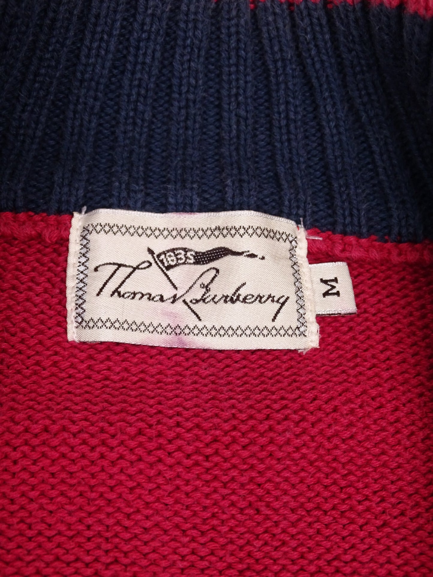 Burberry Pull Zippé Rouge Marine M Homme