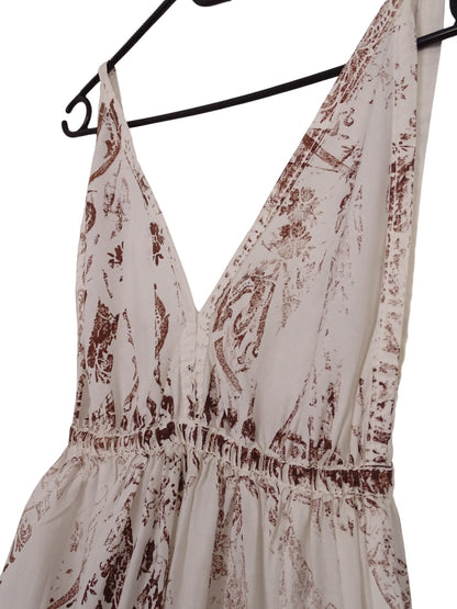 Robe Miu Miu Blanche Motif Batik Marron Taille XS Femme