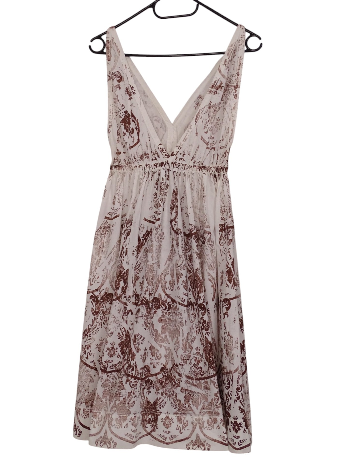 Robe Miu Miu Blanche Motif Batik Marron Taille XS Femme