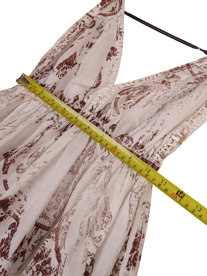 Robe Miu Miu Blanche Motif Batik Marron Taille XS Femme