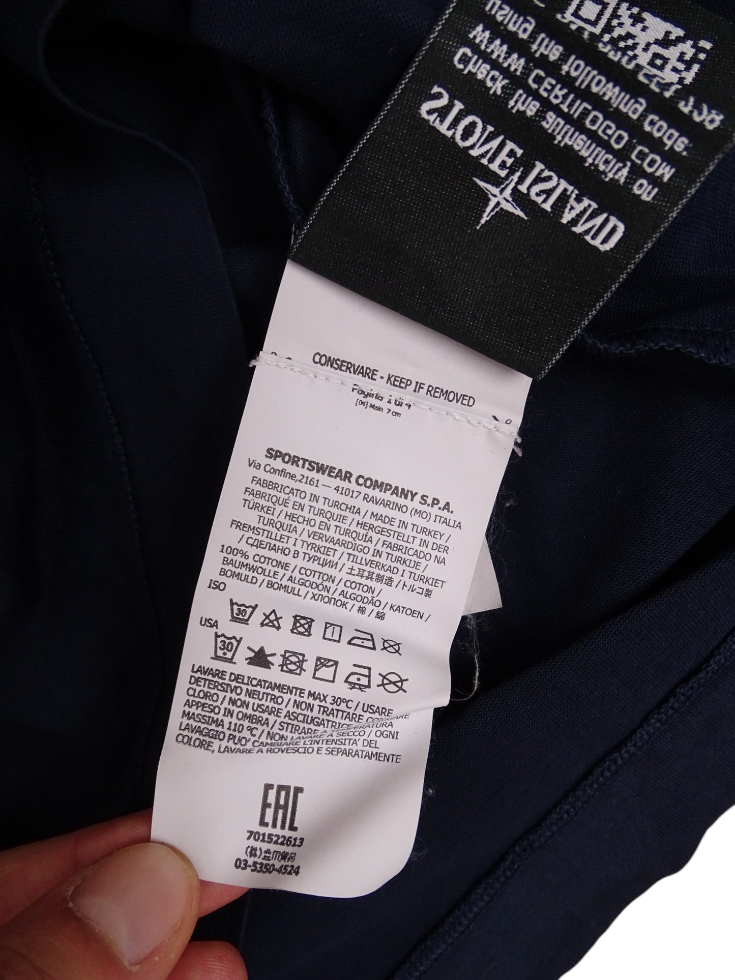 Polo Stone Island Bleu Marine Coton M Homme