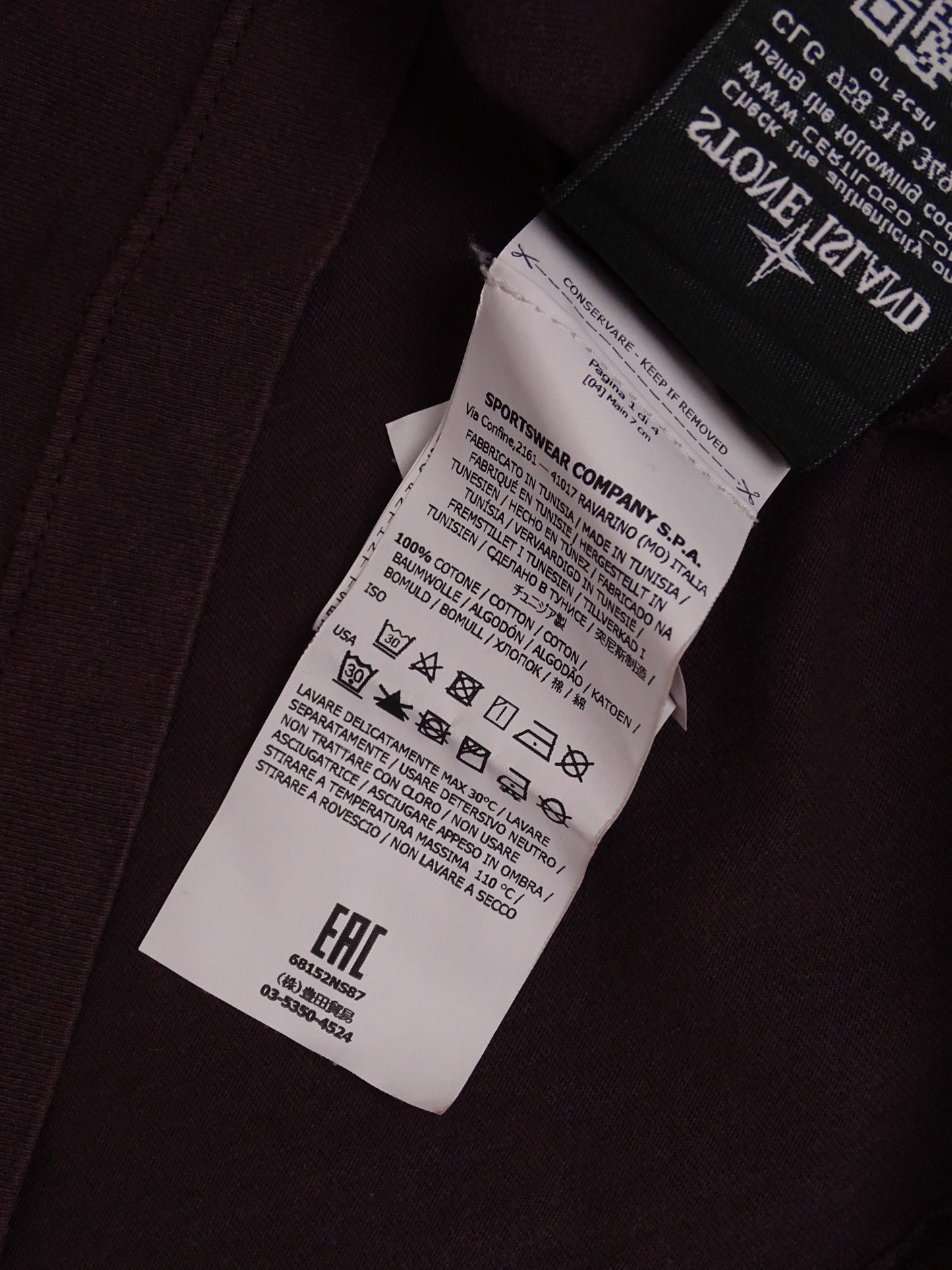 T-shirt Stone Island Violet Imprimé Dos M Homme