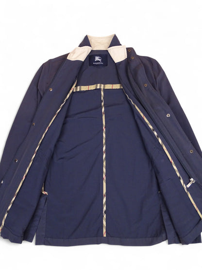 Burberry Manteau Long Bleu Marine/Beige XL Homme