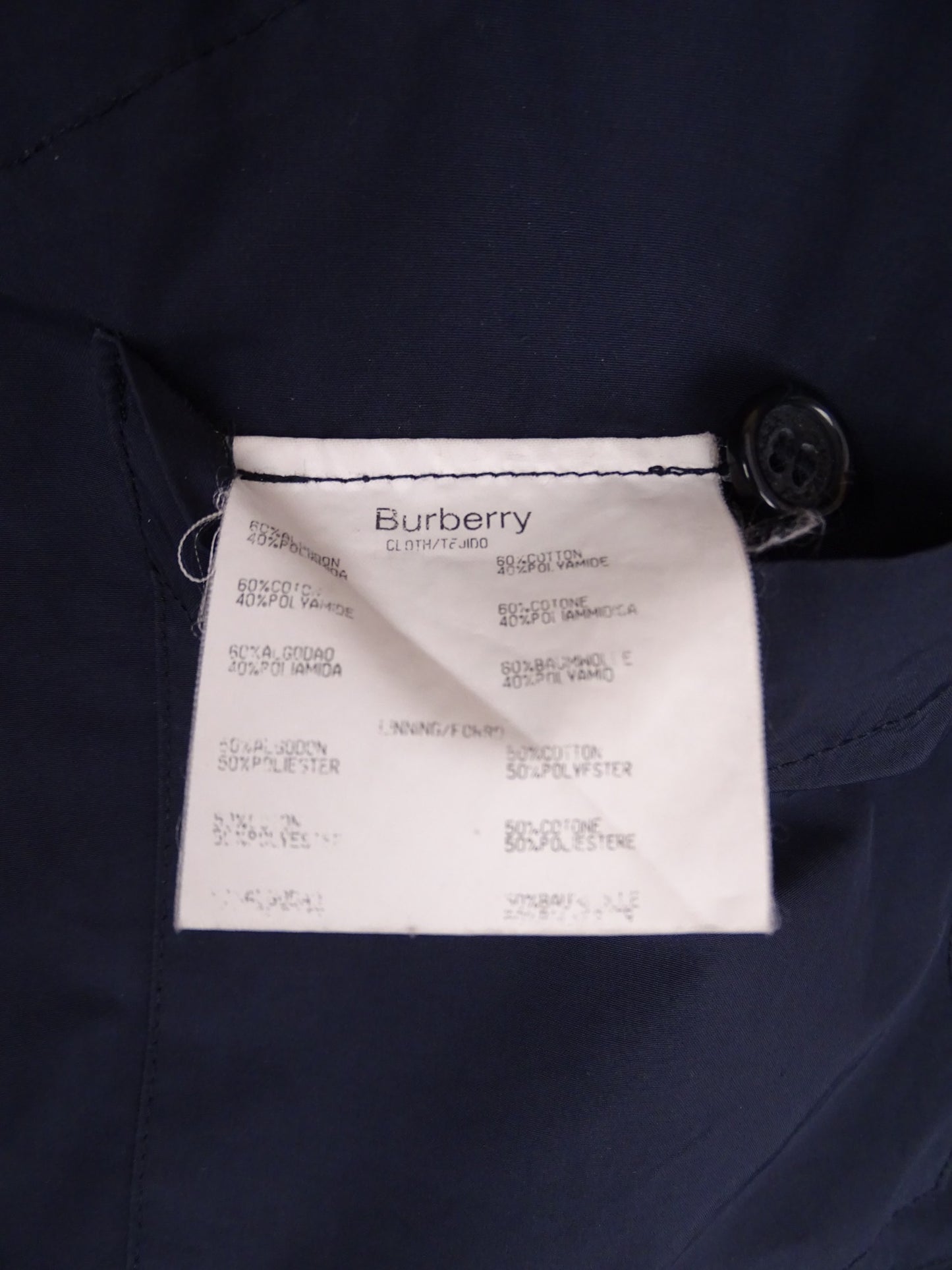 Burberry Manteau Long Bleu Marine/Beige XL Homme