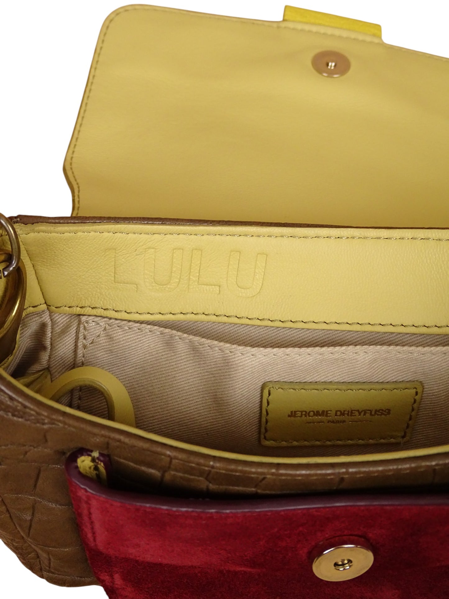 Sac Jérôme Dreyfuss Lulu S Croco Daim Marron Rose