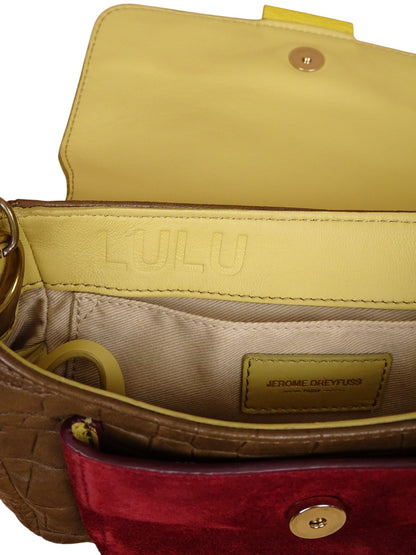 Sac Jérôme Dreyfuss Lulu S Croco Daim Marron Rose